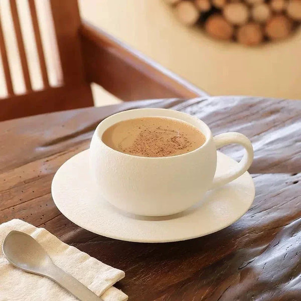 Elegant Japanese Stone Mug Set  Handmade Ceramic Coffee Cups