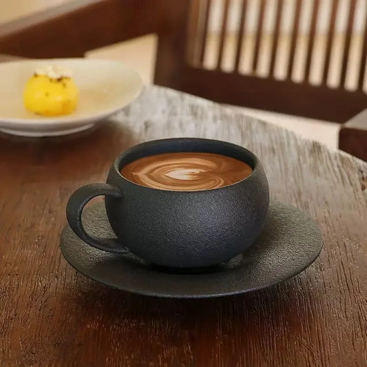 Elegant Japanese Stone Mug Set | Handmade Ceramic Coffee Cups