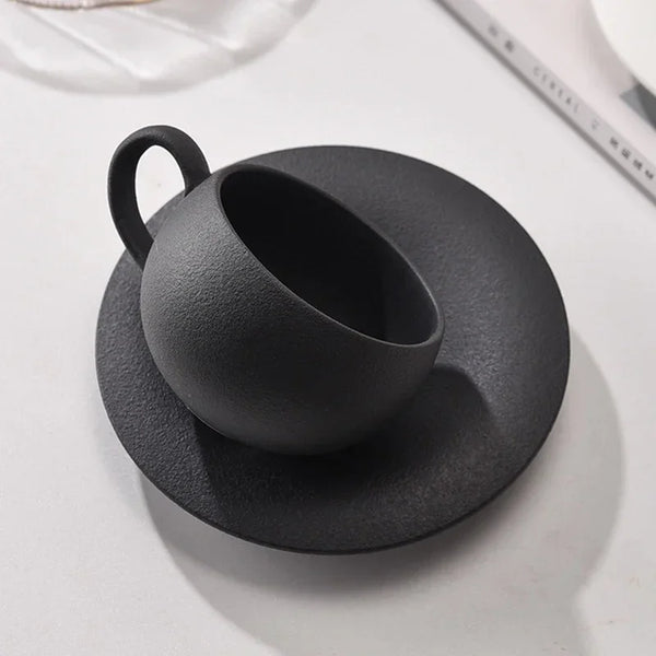 Elegant Japanese Stone Mug Set  Handmade Ceramic Coffee Cups