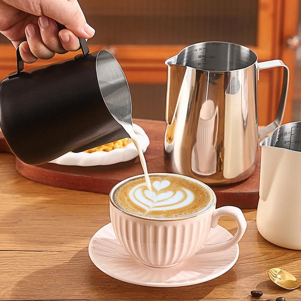 Stainless Steel Milk Frother Jug  Barista Espresso Steaming Pitcher