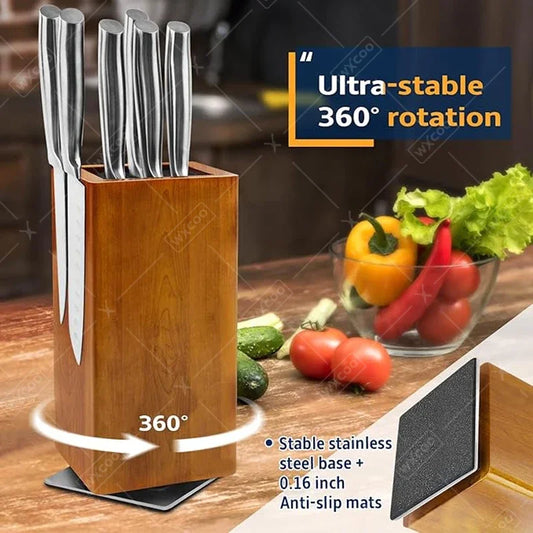 360° Magnetic Knife Block | Rotating Stainless Steel Knife Holder