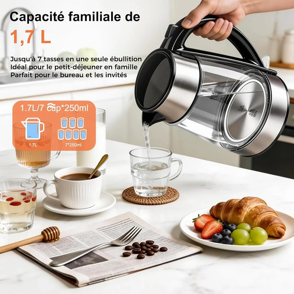 Quick-Boil Glass Kettle  Electric Water Heater with LED Light