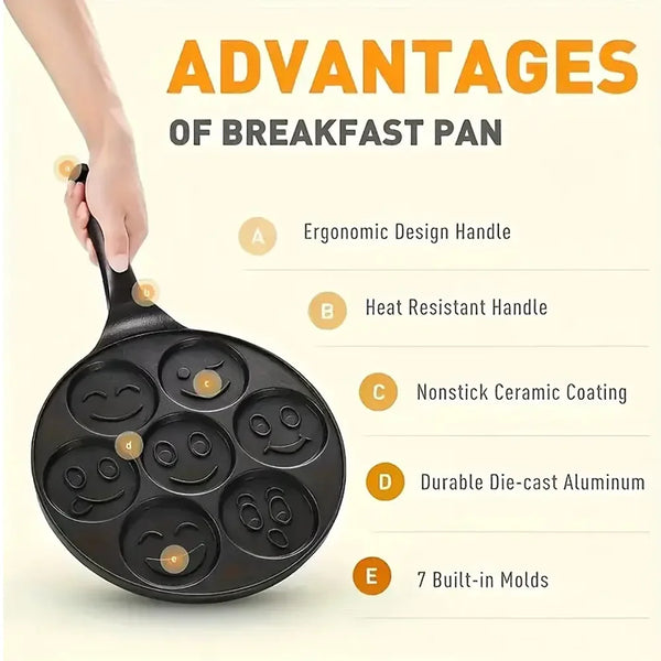 Smiley Face Pancake Pan  Non-Stick Fun Breakfast Frying Pan