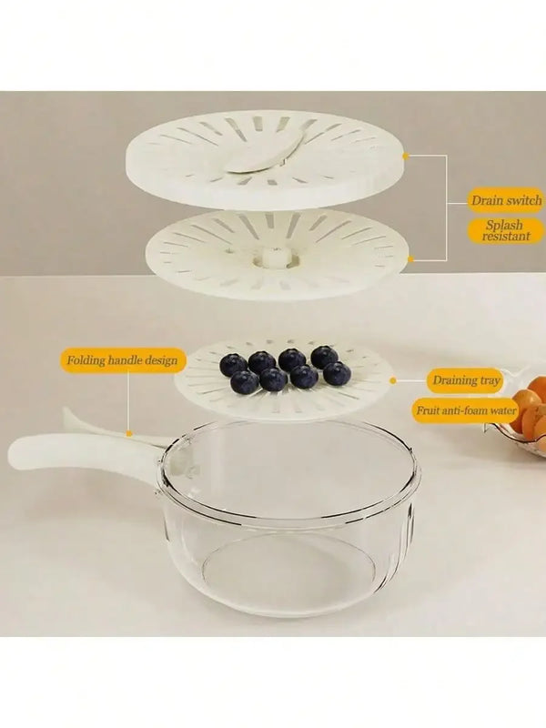 Easy-Pour Fruit Washer Bowl  Multi-Function Fruit & Vegetable Strainer