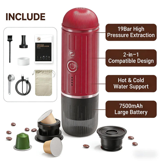 Compact Coffee Maker for Men | Portable Single Serve Coffee Brewer