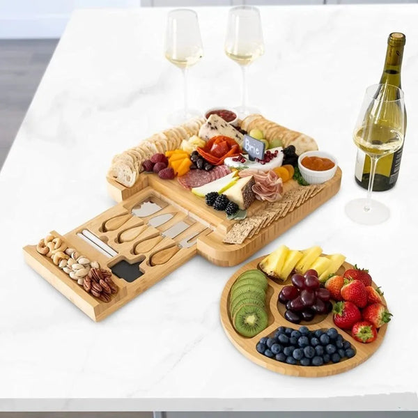 Bamboo Cheese Board Set  Premium Charcuterie Serving Tray