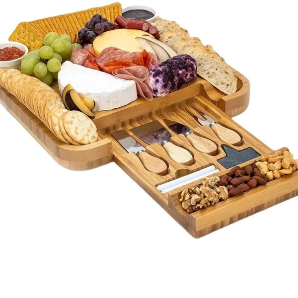 Bamboo Cheese Board Set  Premium Charcuterie Serving Tray