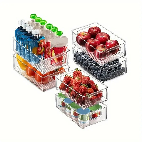 Clear Fridge Organizers Set  Stackable Refrigerator Storage Bins